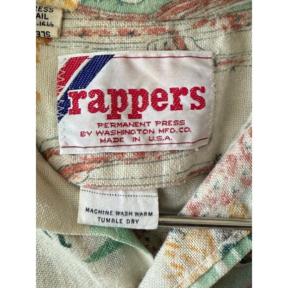 1970s Rappers Rabbit All Over Print Dagger Collar Button Up Shirt Size Large USA - Picture 4 of 7